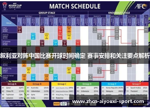 叙利亚对阵中国比赛开球时间确定 赛事安排和关注要点解析